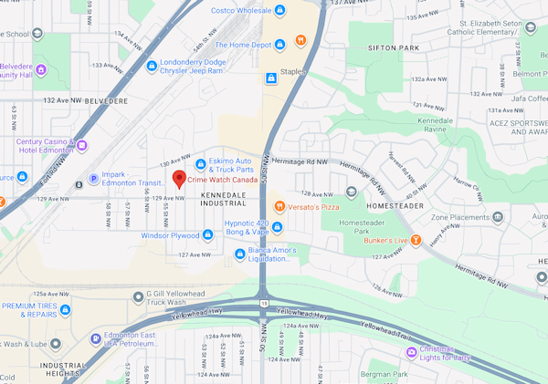 Map of CrimeWatchCanada location in Edmonton, Alberta